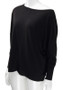 Black Irregular Off Shoulder Round Neck Long Sleeve T-Shirt