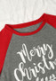 Grey Patchwork Monogram Print Long Sleeve Round Neck Casual Christmas T-Shirt