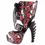 Punk Skull Rose Buckle Bone Heel