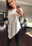 Grey Asymmetric Shoulder Pockets Irregular Bow Long Sleeve T-Shirt