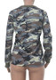 Green Camouflage Monogram Print Long Sleeve Fashion Pullover Sweatshirt