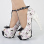 Skull Rose Studs Chain Peeptoe Bone Heels