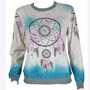Blue Floral Round Neck Long Sleeve Casual T-Shirt