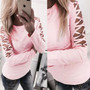 Pink Cut Out Round Neck Long Sleeve Fashion T-Shirt