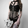 Blackmeoww Goth Women Mesh Harness Bodysuit - Black S To 2XL