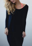 Black Irregular Backless Round Neck Long Sleeve Casual T-Shirt