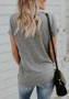 Grey Monogram Print Round Neck Valentine's Day Casual Going out T-Shirt
