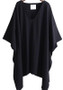 Black Draped Plus Size Batwing Sleeve V-neck Oversized Casual T-Shirt