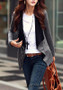 Grey-Black Patchwork Zipper Turn-Down Collar Long Sleeve Trendy Fashion Coat