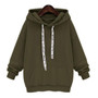 Army Green Drawstring Hooded Long Sleeve Casual Pullover Sweatshirt