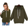 Army Green Drawstring Hooded Long Sleeve Casual Pullover Sweatshirt