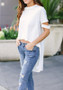 White Cut Out Irregular Swallowtail Round Neck High-low Casual T-Shirt