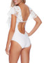 White Patchwork Lace Cut Out Backless V-neck Swimwear