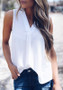 White V-neck Office Worker/Daily Casual Chiffon Blouse