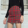 High Waist Red Plaid Mini Skirts