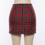 High Waist Red Plaid Mini Skirts