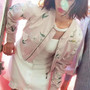 Beige-Green Floral Patchwork Embroidery Zipper Pockets Long Sleeve Coat