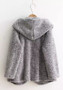 Grey Pockets Fur Hooded Long Sleeve Fashion Cardigan Coat