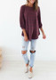 Red Striped Irregular Round Neck Casual T-Shirt