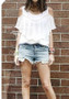 White Cut Out Ruffle Round Neck Short Sleeve T-Shirt