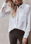 White Single Breasted Pockets Turndown Collar Office Worker/Daily Casual Blouse