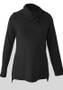 Black Plain Studded Side Slit High Neck Long Sleeve T-Shirt
