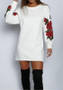 White Floral Embroidery Long Sleeve Casual Long Pullover Sweatshirt