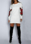 White Floral Embroidery Long Sleeve Casual Long Pullover Sweatshirt