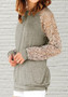 Grey Patchwork Lace Round Neck Long Sleeve Casual T-Shirt