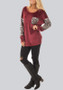 Red Patchwork Leopard Sequin Pockets Round Neck Long Sleeve Fashion T-Shirt