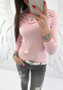 Pink Patchwork Lace Cut Out Round Neck Fashion T-Shirt