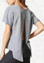 Grey Irregular Slit Backless Round Neck Short Sleeve Casual T-Shirt
