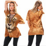 Yellow Animal Lion Face Print Cut Out Short Sleeve Oversized Casual T-Shirt