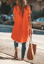 Orange Cut Out Draped Swallowtail High-low Flowy Going out Casual T-Shirt