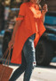 Orange Cut Out Draped Swallowtail High-low Flowy Going out Casual T-Shirt