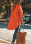 Orange Cut Out Draped Swallowtail High-low Flowy Going out Casual T-Shirt