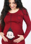 Red Figure Print Maternity Round Neck Long Sleeve Casual T-Shirt