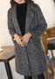 Grey Pockets Buttons Turndown Collar Long Sleeve Coat