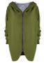 Army Green Irregular Zipper Hooded Long Sleeve Outerwear