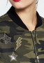 Army Green Camouflage Pockets Zipper Long Sleeve Outerwear