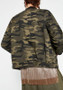 Army Green Camouflage Pockets Zipper Long Sleeve Outerwear
