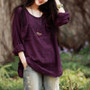 Casual Vintage Women Long Sleeve  Cotton Loose Casual Tops Blouse T-Shirt Plus