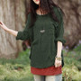 Casual Vintage Women Long Sleeve  Cotton Loose Casual Tops Blouse T-Shirt Plus