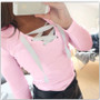 Casual Spring New Women Fashion Sexy Long Sleeve Shirt Blouse Loose Top Casual T-shirt