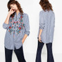 Casual Women Floral Embroidered Casual Blouse Autumn Long Sleeve Shirt Tops