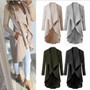 Women Fashion Autumn Long Sleeved Irregular Hem Solid color Casual Cardigan Windbreak Coat