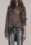 Casual Coffee Plain Irregular Round Neck Fashion Pullover Sweater