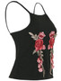 Casual Spaghetti Strap Embroidery Sleeveless T-Shirt