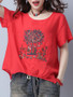 Casual Spaghetti Strap Embroidery Sleeveless T-Shirt