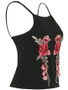 Casual Spaghetti Strap Embroidery Sleeveless T-Shirt